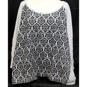 French Laundry Women's Terry Cloth Shirt Sweater sz 3X Baroque Velour Print Goth